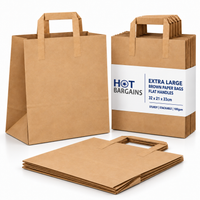 Hot Bargains — 250 X Brown Flat Handle Paper Bag - XL