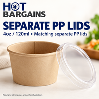 Hot Bargains — 1000 x 4oz Kraft Paper Sauce Pots + Lids — photo 3