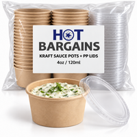 Hot Bargains — 1000 x 4oz Kraft Paper Sauce Pots + Lids