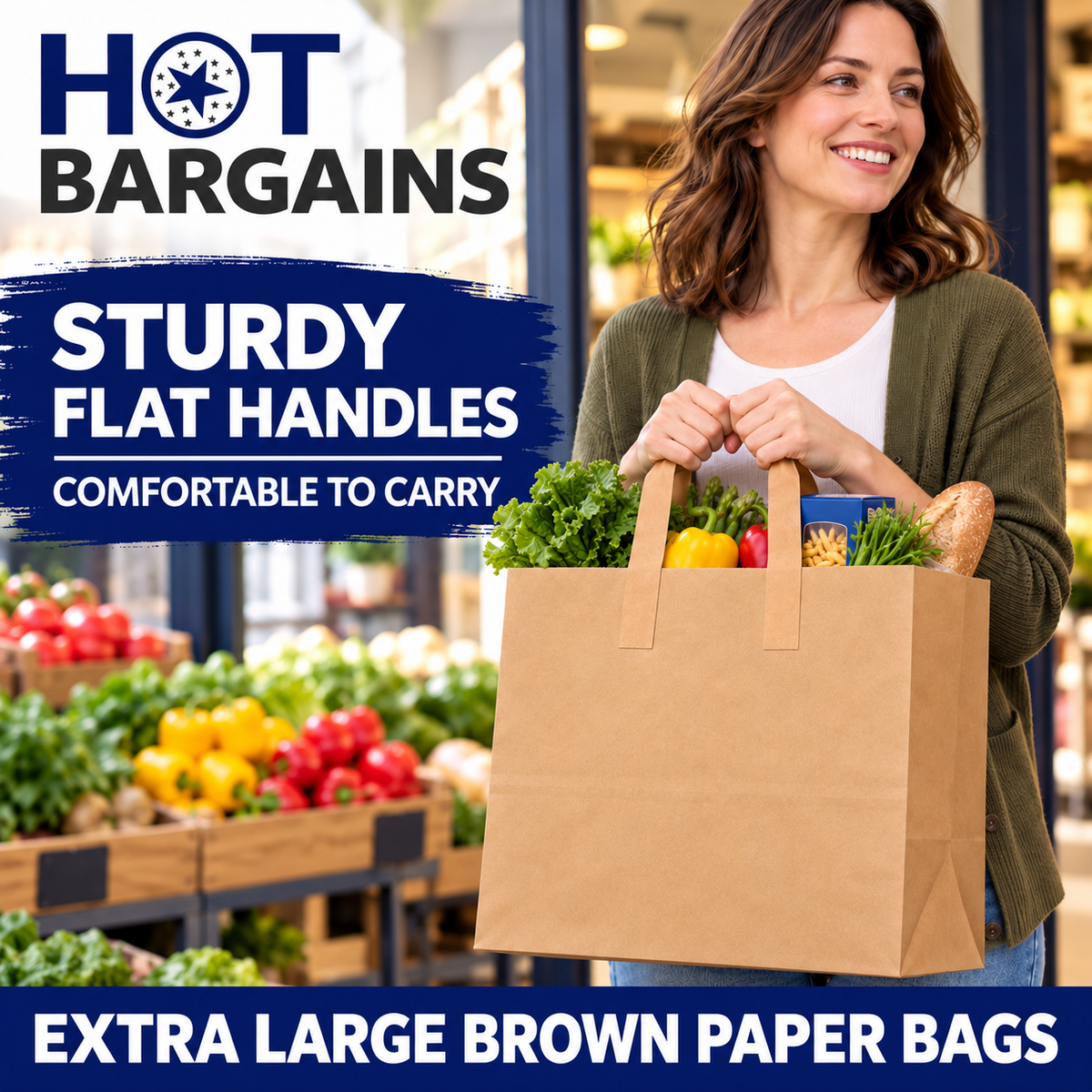 Hot Bargains — 250 X Brown Flat Handle Paper Bag - XL — photo 3