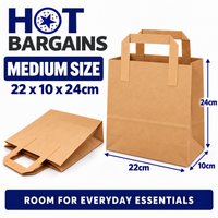 Hot Bargains — 250 X Brown Flat Handle Paper Bag - Medium — photo 2