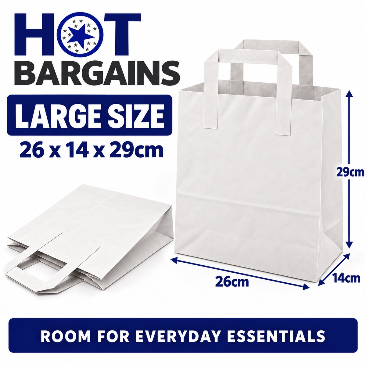 Hot Bargains — 250 X White Flat Handle Paper Bag - Large — photo 2