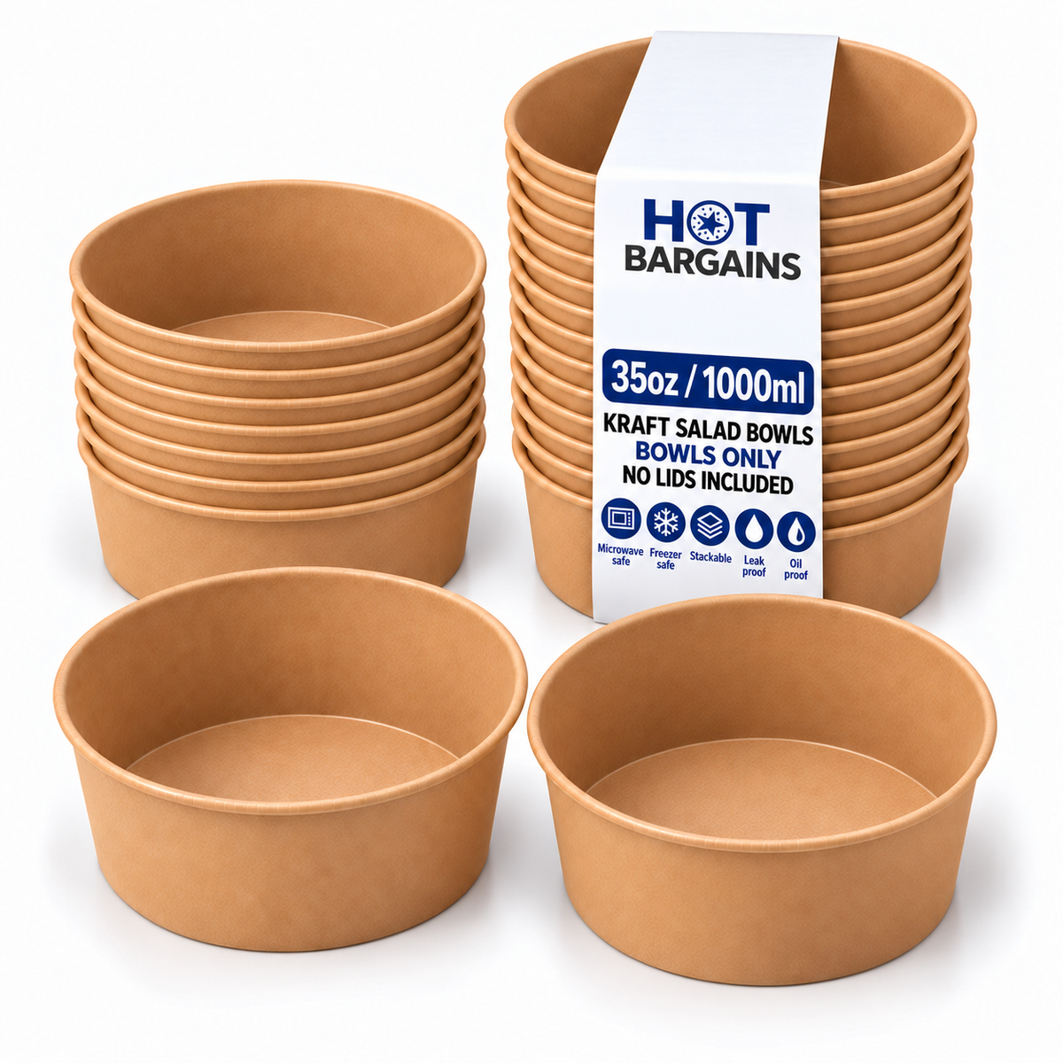 Hot Bargains — 300 x 35oz/1000ml Only Salad Containers