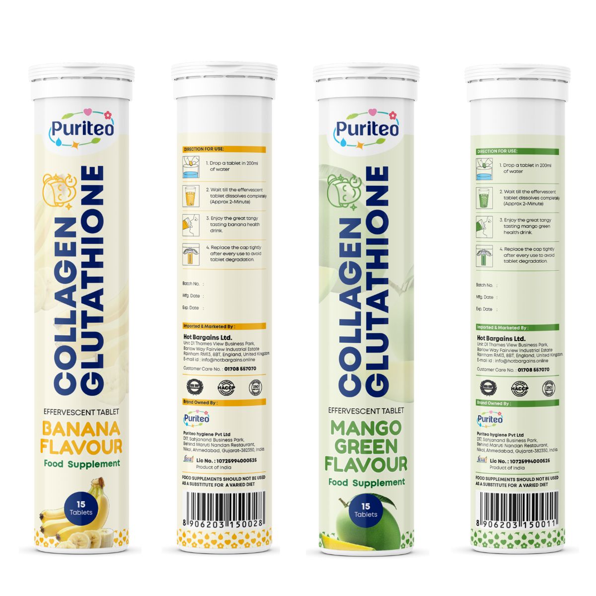 Anti-Aging Effervescent – Mango Green & Banana | 30 Tabs | Skin Elasticity & Wellness Support