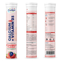 Calcium & Vitamin D3 Effervescent – Strawberry & Mango | 30 Tabs | Joint Support & Bone Strength