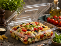 Food Containers with Clear and Reusable Hinged Lid | Takeaway Containers, Re-usable, Freezer Safe, Stackable for Brownies, Cake Slices & Dessert Portions