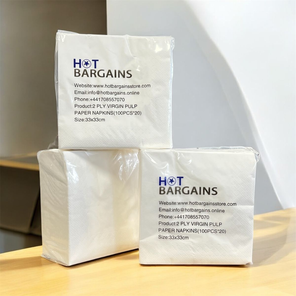 Pack of 2000 - 2-Ply White Paper Napkins Size: 33 x 33cm.