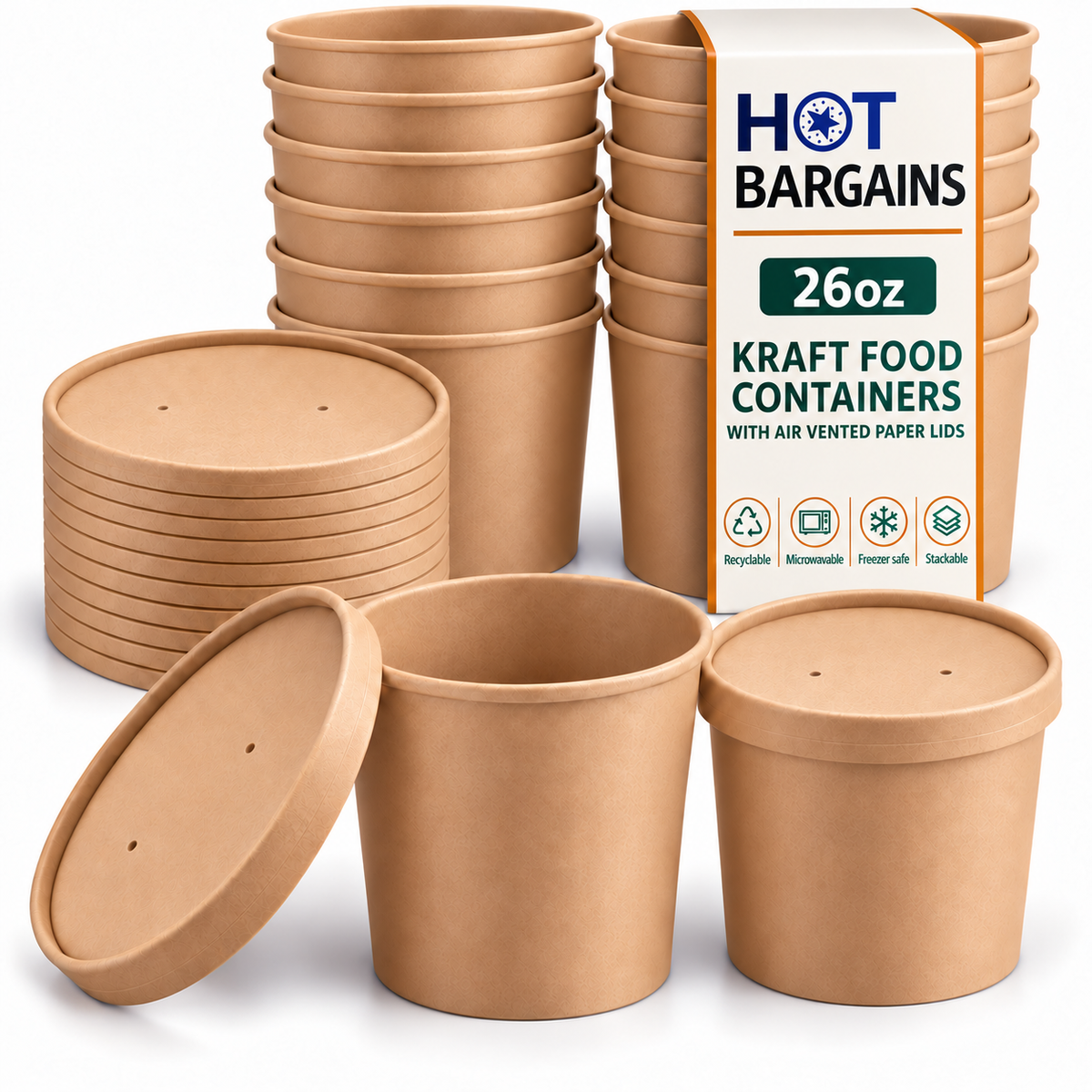Hot Bargains — 250 x 26oz Brown Soup Cups
