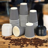 Pack of 500 Disposable Chex Design Kraft Coffee Cups Size 8oz, 12oz & 16oz.
