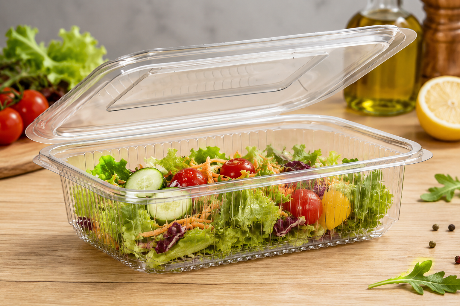 Food Containers with Clear and Reusable Hinged Lid | Takeaway Containers, Re-usable, Freezer Safe, Stackable for Brownies, Cake Slices & Dessert Portions