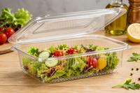 Food Containers with Clear and Reusable Hinged Lid | Takeaway Containers, Re-usable, Freezer Safe, Stackable for Brownies, Cake Slices & Dessert Portions
