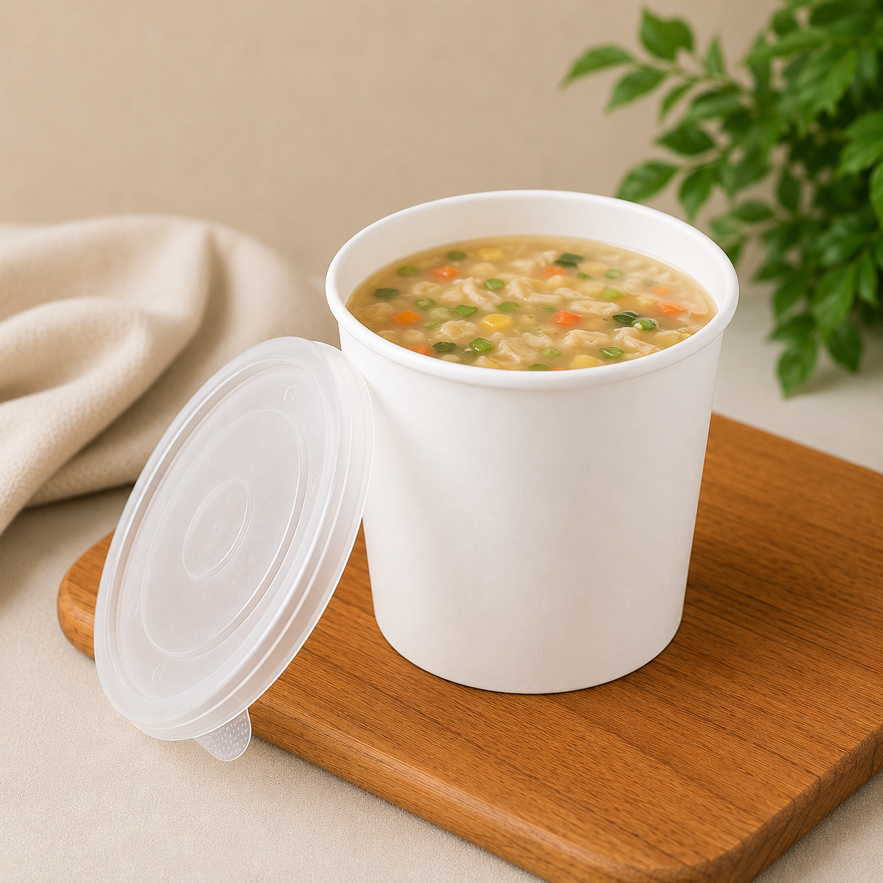 Pack of 250 Brown Kraft Soup Containers with PP Lids Size 8oz/ 12oz and 16oz