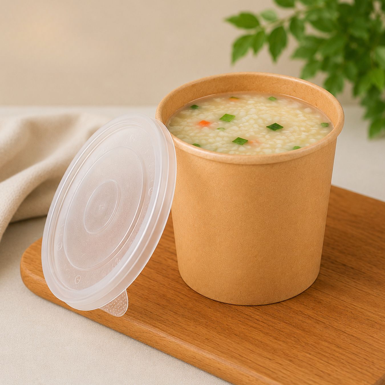 Pack of 250 Brown Kraft Soup Containers with PP Lids Size 8oz/ 12oz and 16oz