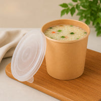 Pack of 250 Brown Kraft Soup Containers with PP Lids Size 8oz/ 12oz and 16oz