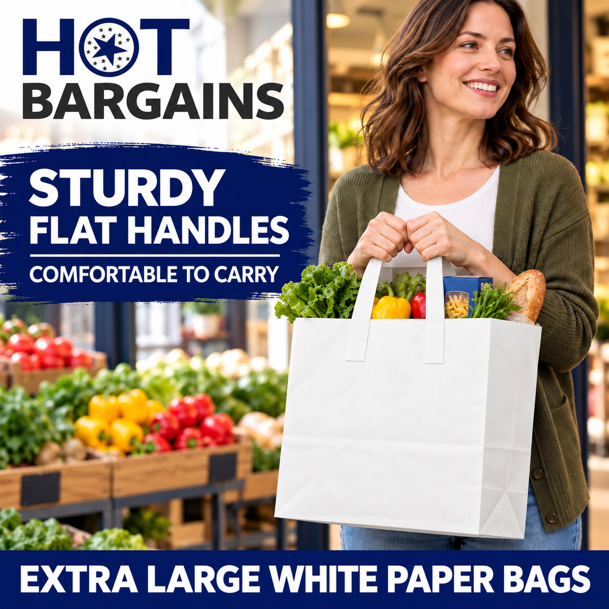 Hot Bargains — 250 X White Flat Handle Paper Bag - XL — photo 3