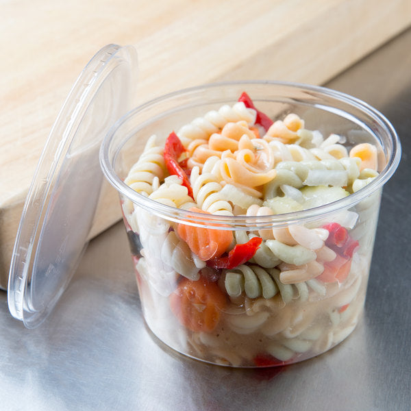 Pack of 250 Clear Round Plastic Takeaway Containers with Lids Available Sizes 8oz, 12oz & 16oz.