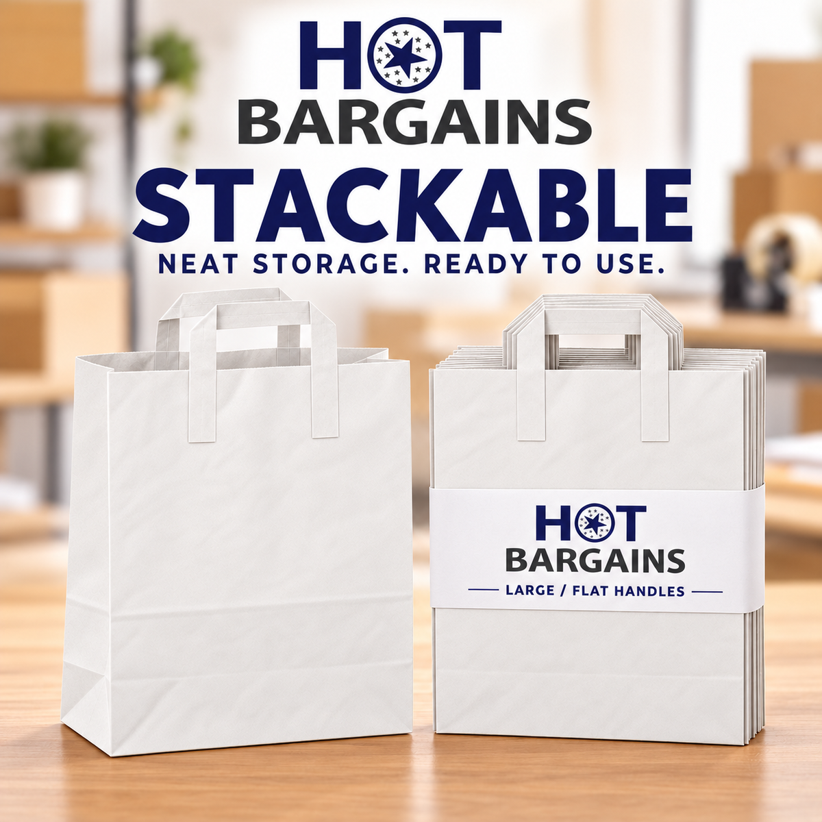 Hot Bargains — 250 X White Flat Handle Paper Bag - Large — photo 4
