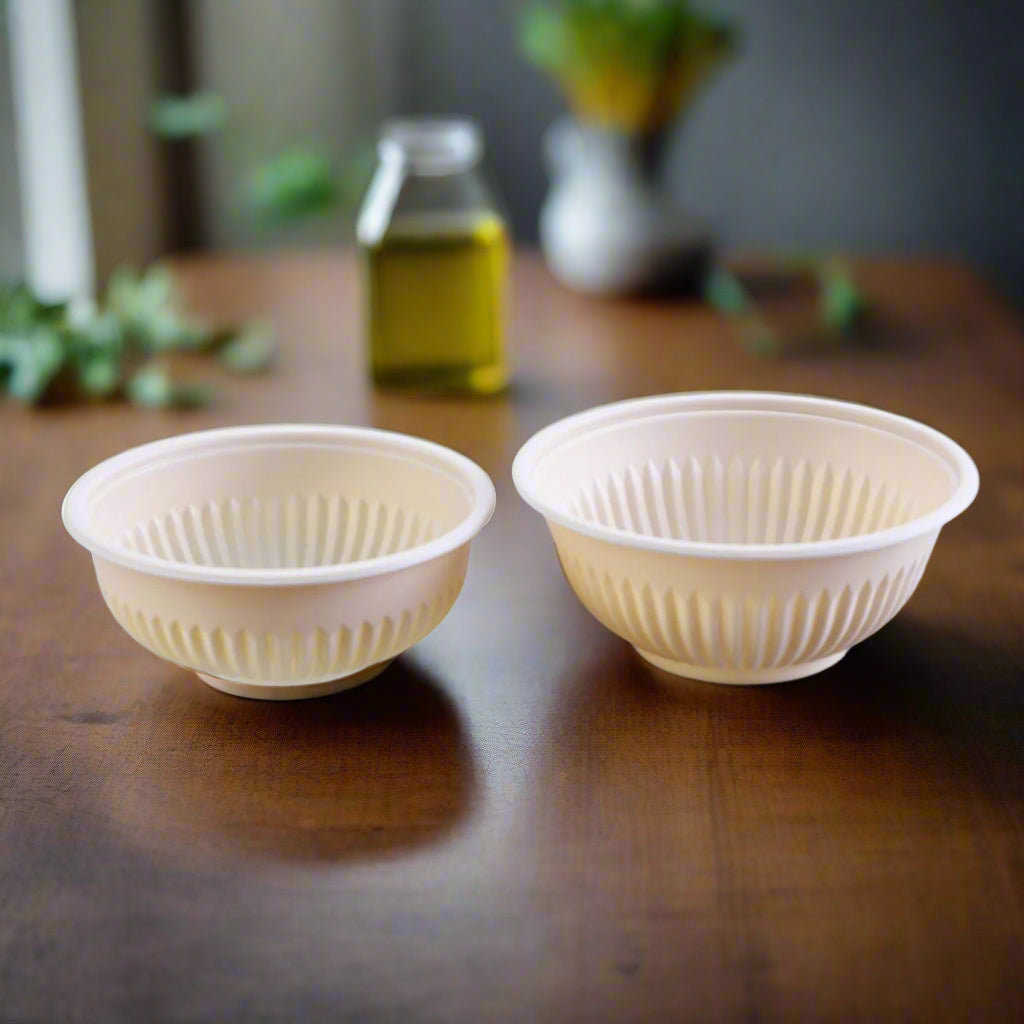 Pack of 200 Corn-Starch Disposable Round Food Bowls | Biodegradable, BPA-Free, Microwave & Freezer Safe
