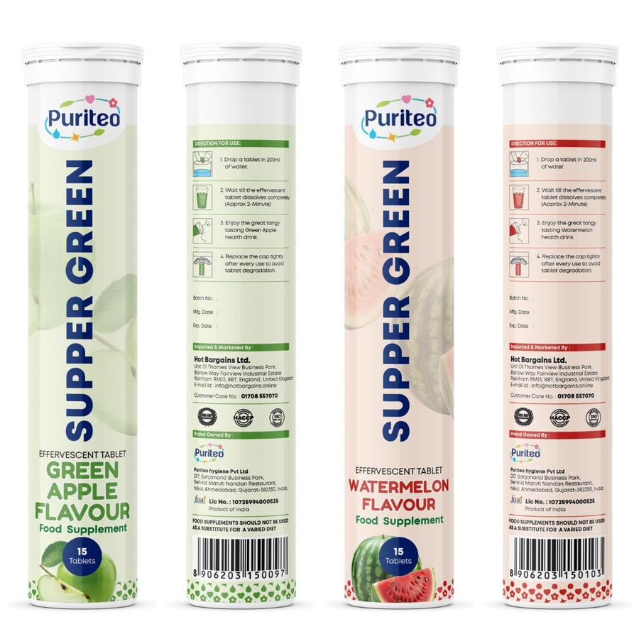 Super Green Effervescent – Green Apple / Watermelon | 30 Ct | Metabolism & Energy Support