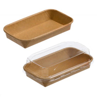 Kraft Paper Sushi Tray with Reusable Clear Lids (No.1, 2, 3, 5 and 7) | Leak-Resistant Takeaway Container for Bento Salads & Dessert Food Boxes