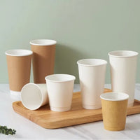 Pack of 500 Disposable Double Wall Coffee Cups Size 8oz, 12oz & 16oz