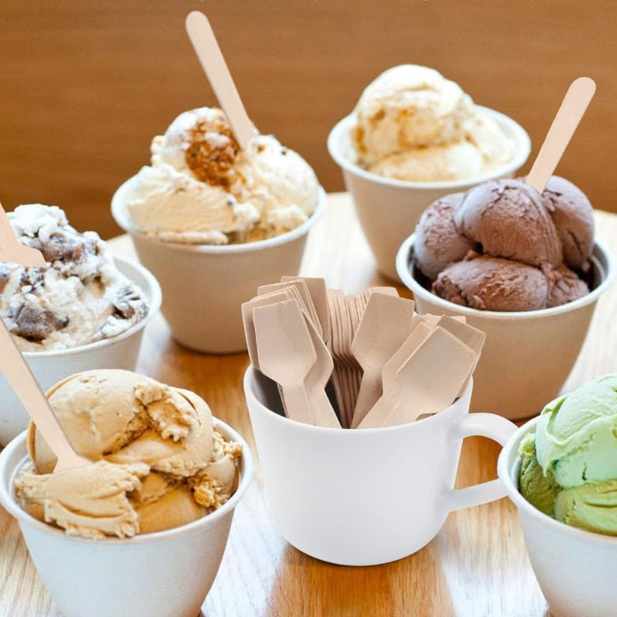 Pack of 1000 Wooden Ice Cream Spoons (Mini 95mm/3.7")