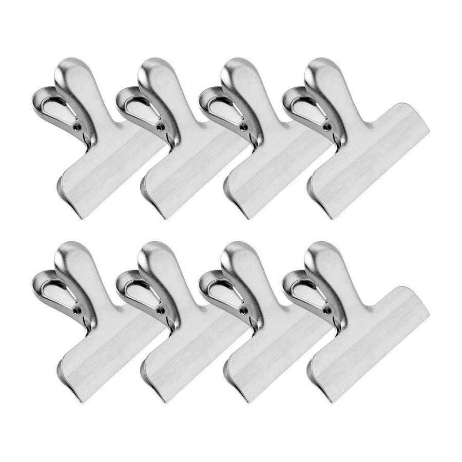 Pack of 8 Metal Food Bag Clips – 3 Inch Wide Heavy-Duty Stainless Steel Chip Clips for Kitchen, Office & Home Organization