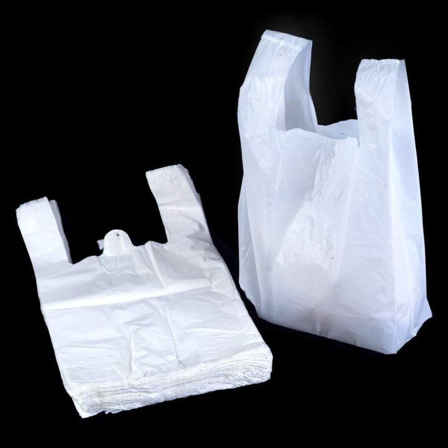 Pack of 1000 Jumbo White Vest Carrier Bags – Extra Large Size 13" x 19" x 23"