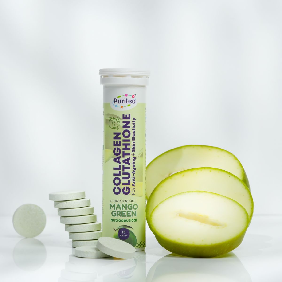 Anti-Aging Effervescent – Mango Green & Banana | 30 Tabs | Skin Elasticity & Wellness Support
