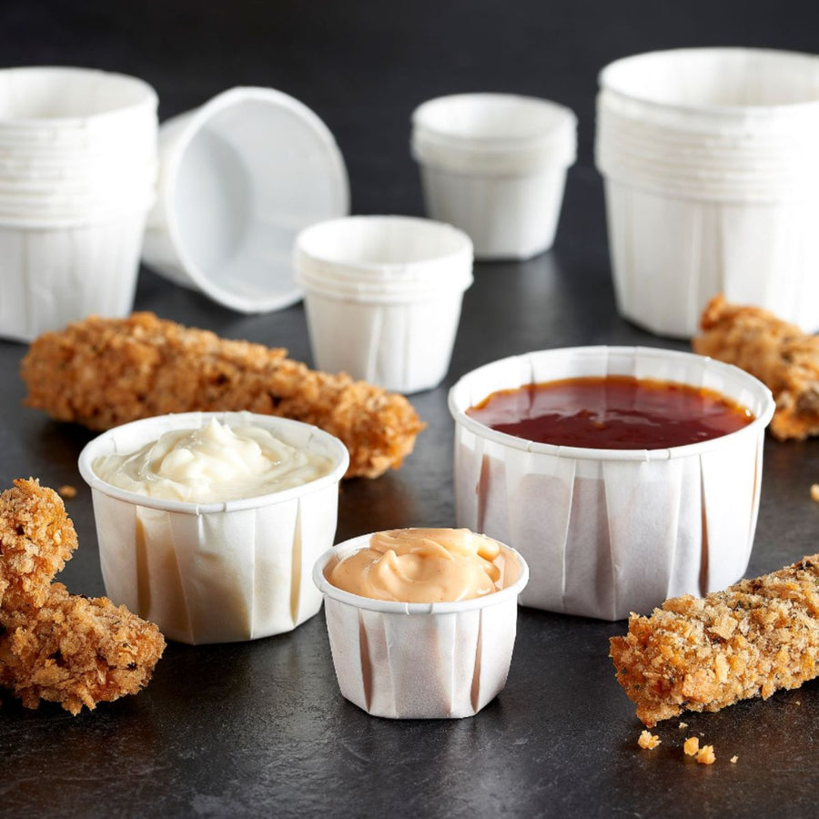 Pack of 5000 White Paper Soufflé / Portion Cups Size 1oz / 2oz / 4oz.