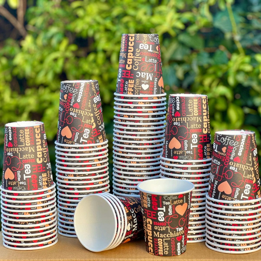 Pack of 1000 Single Wall Printed Paper Coffee Cups –  Size 8oz/12oz