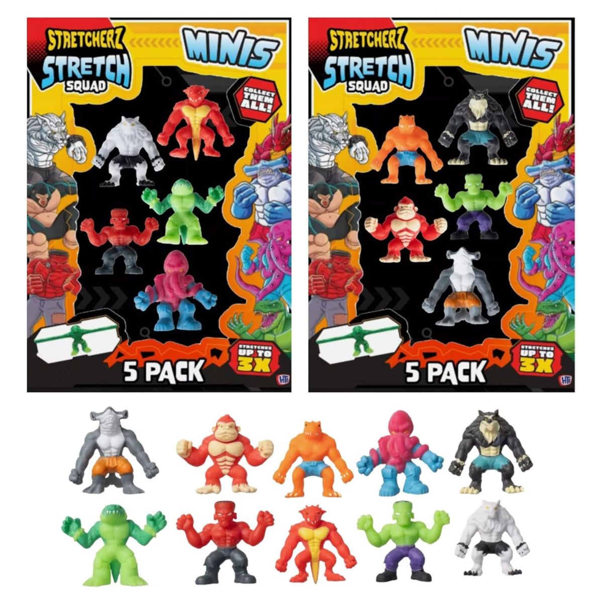 Pack of 5 Mini Stretchy Monster Figures – Stretch 3x Size! | Assorted Stretch Squad