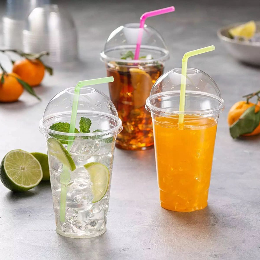 Pack of 1000 Premium Smoothie Cups with Dome Lids – Sizes: 10oz / 12oz / 16oz / 20oz / 24oz.