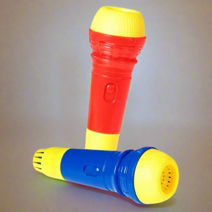Pack of 2 Echo Microphones – Red & Blue Toy Mics for Kids & Adults – Fun Singing Prop for Parties, Karaoke & Playtime