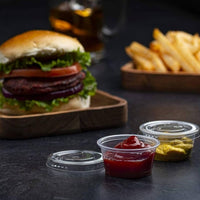 Pack of 1000 Plastic Sauce Containers with Lids Available in 2oz / 4oz Sizes