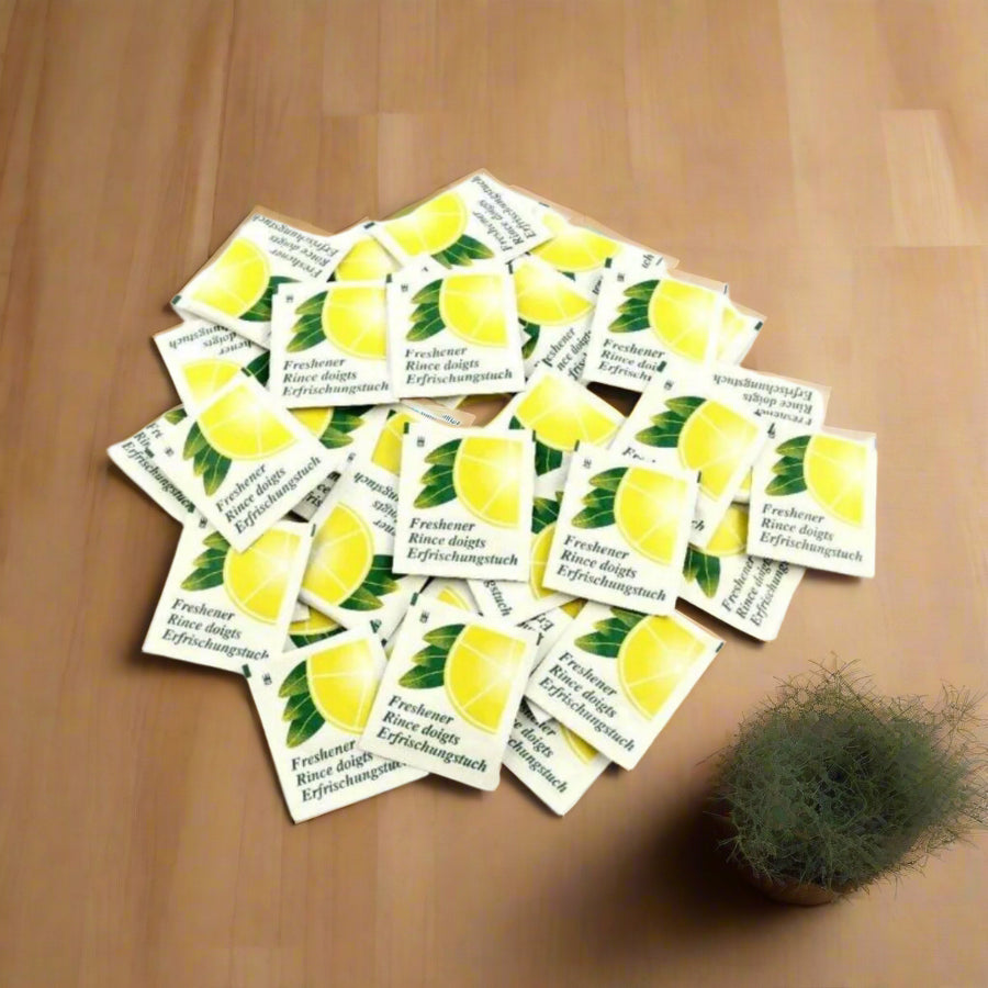 Pack of 1000 Lemon Fresh Hand Wipes – Individually Wrapped Lemon-Scented Wet Wipes
