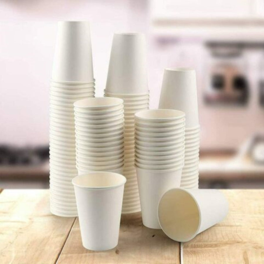 Pack of 1000 White Single Wall Paper Cups Size - 4oz/ 7oz/ 8oz/ 12oz/ 16oz & 20oz