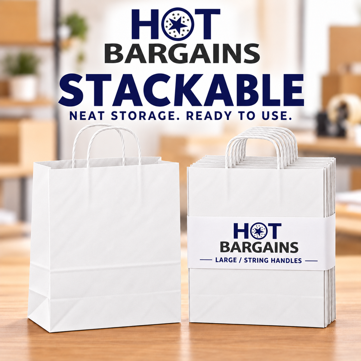 Hot Bargains — 250 X White Twisted Paper Bag - Large — photo 4