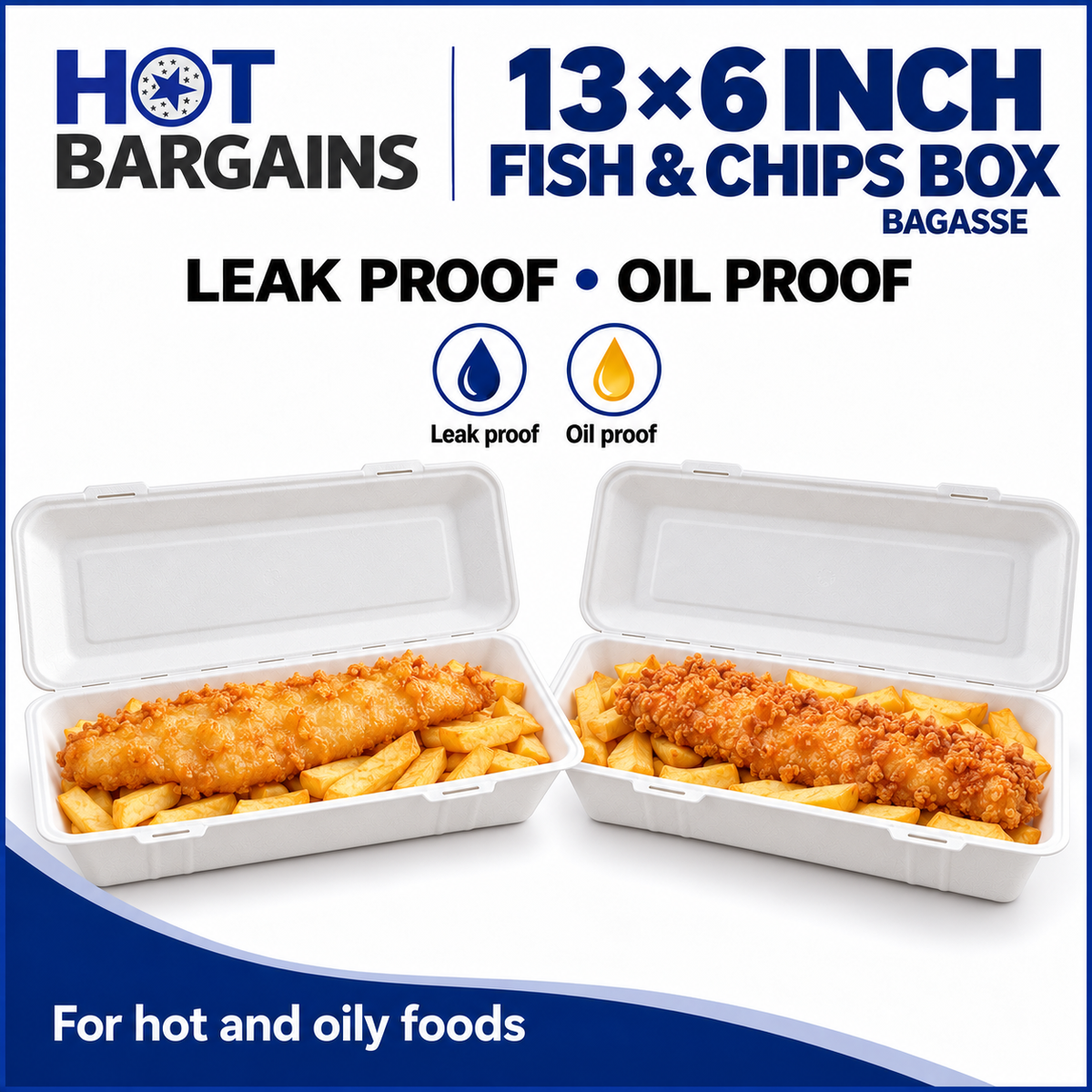 Hot Bargains — 250 X 13 x 6 inch Large FC Bagasse Box — photo 4