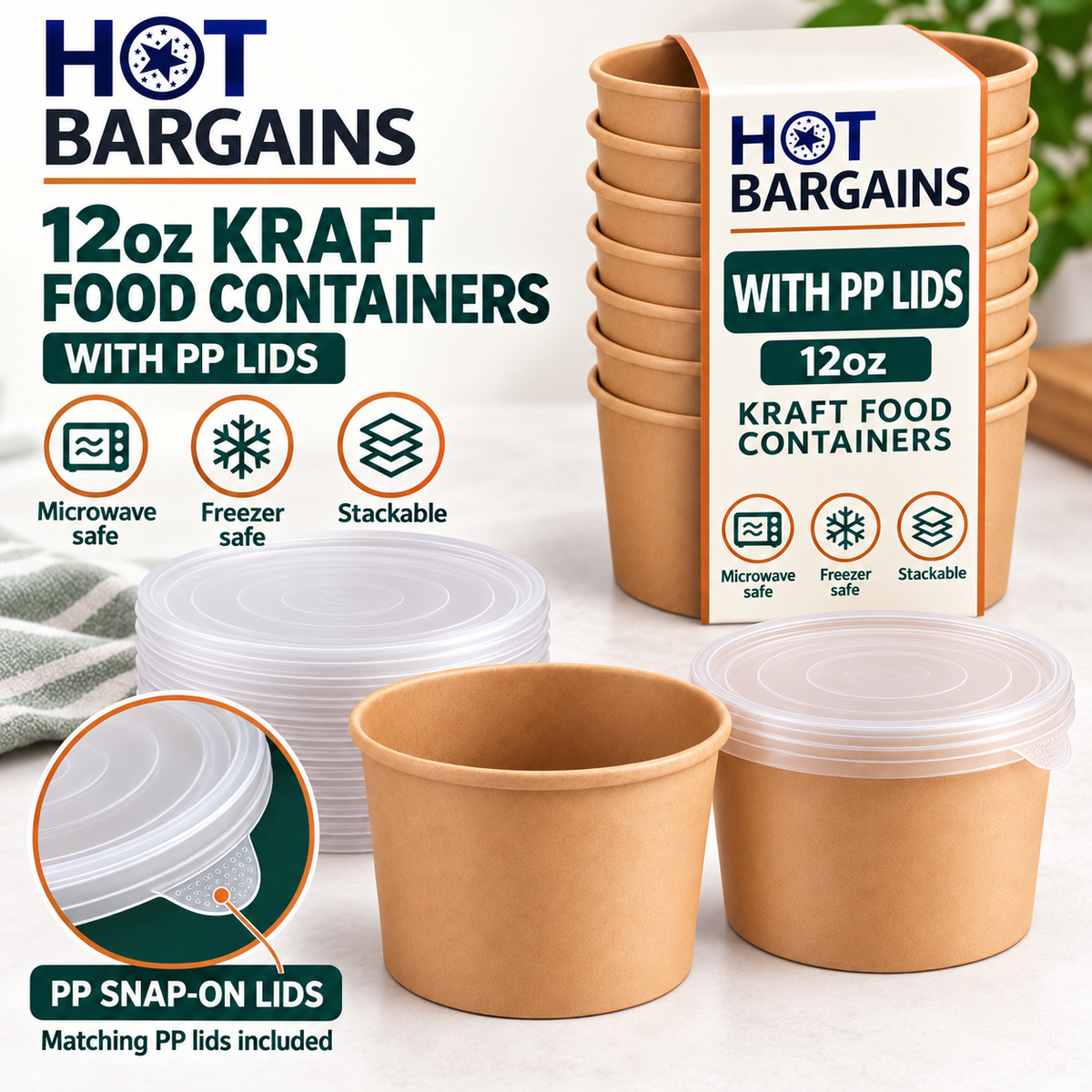 Hot Bargains — 250 x 12oz Brown Soup Cups + PP Lids — photo 2