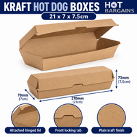 Hot Bargains — 200 X KRAFT PAPER HOT DOG BOX — photo 2