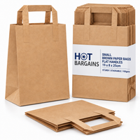 Hot Bargains — 250 X Brown Flat Handle Paper Bag - Small