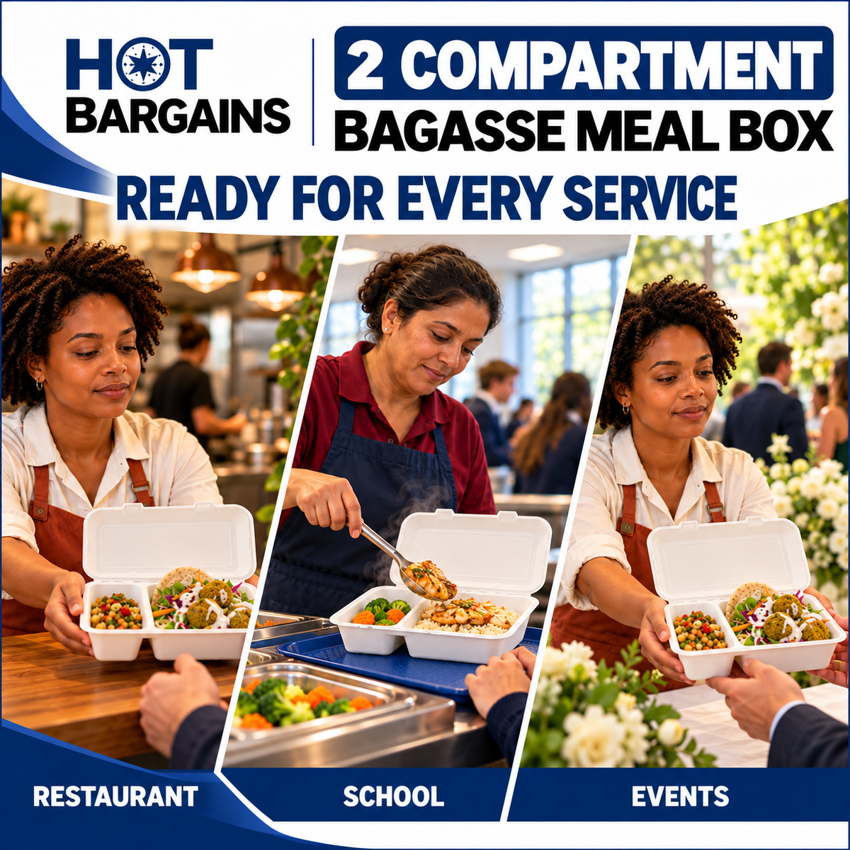 Hot Bargains — 250 x 2 Compartments Bagasse Box — photo 7