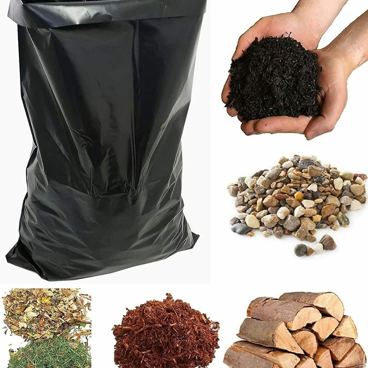 Pack of 100 Rubble Sacks Heavy Duty Garden waste Bags Blue / Black Colours Size - 32L (20" X 30")
