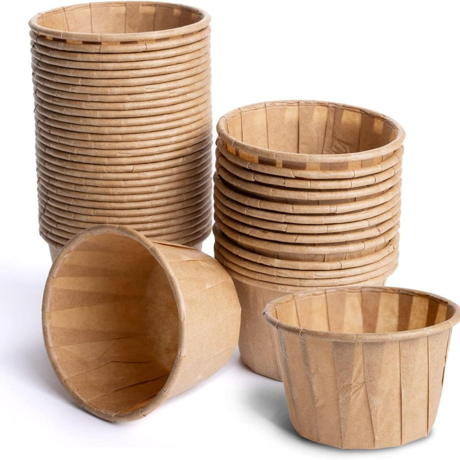 Pack of 5000 Kraft Brown Paper Soufflé Cups Sizes: 1oz / 2oz / 4oz.