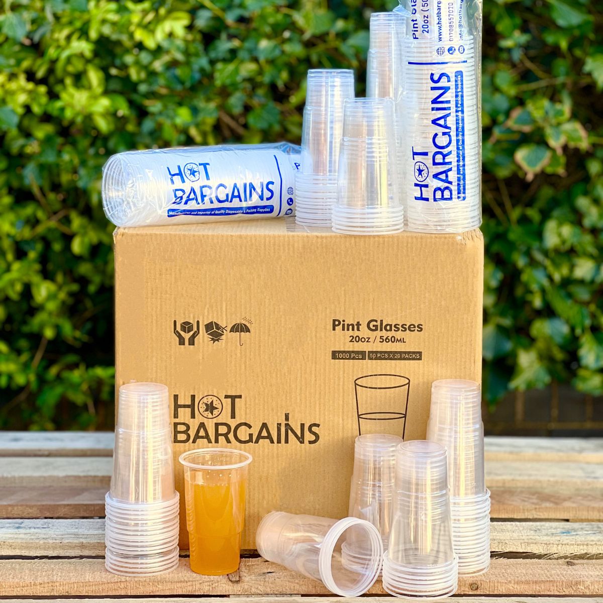 Pack of 1000 Clear Strong Plastic Pint / Half Pint Cups