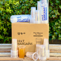 Pack of 1000 Clear Strong Plastic Pint / Half Pint Cups