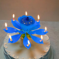Musical Lotus Flower Birthday Candle – Rotating Candle with Music & Petal Opening