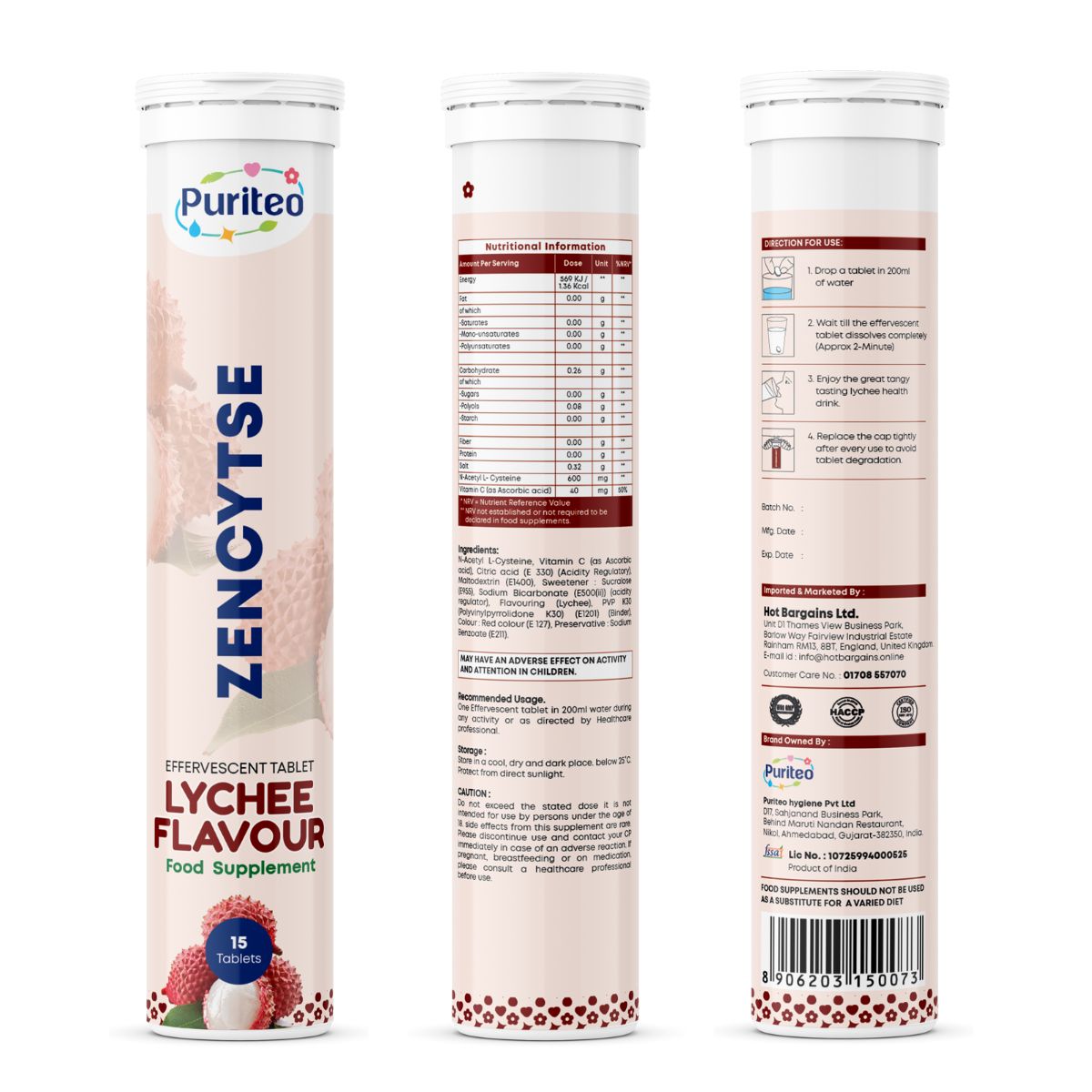 Zencytse Effervescent Tablets – 30 Ct | Lychee / Orange | Energy & Immunity Support