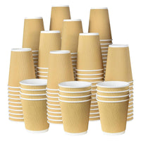 Pack of 500 Kraft Triple Wall Paper Cups Size 8oz ,12oz & 16oz.